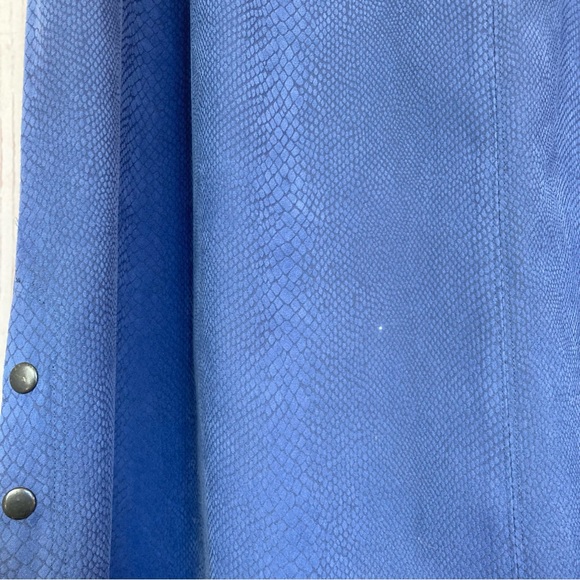 Vintage Liz & Me Maxi Dress Plus Size 3X Blue Moleskin Snake Texture 3/4 Sleeve - Picture 4 of 14